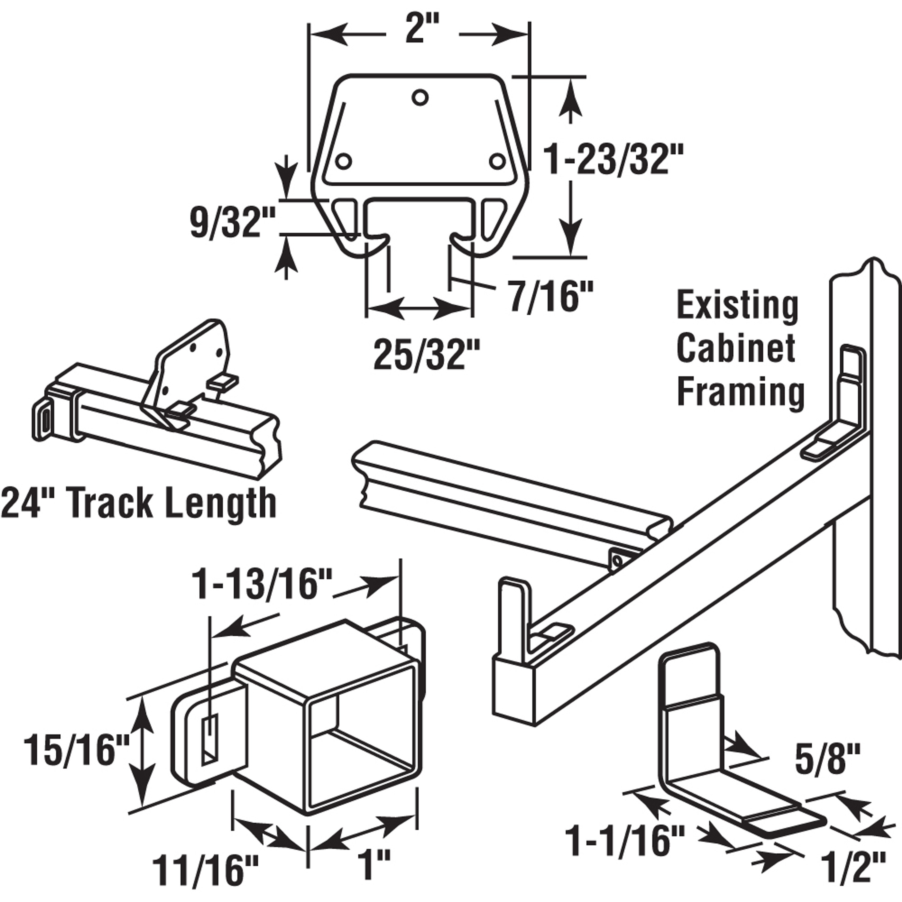 24 In. Wood Drawer Track Repair Kit (1 Kit)