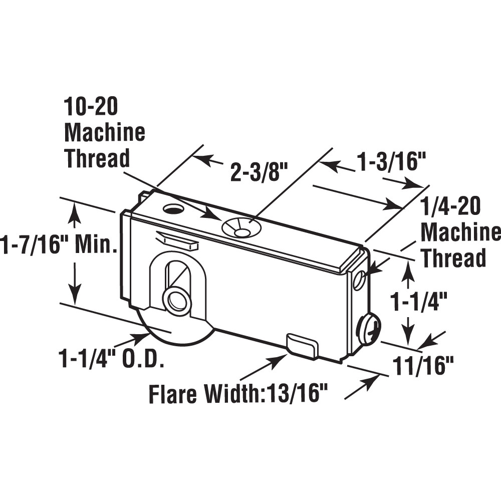 1-1/4 in. Steel Roller Assembly with Ball Bearing and Plain Back Housing, for Blomberg (Single Pack)