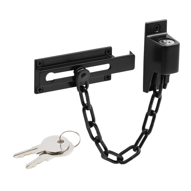 Image of Chain Door Guard, Square Corners, Keyed, Matte Black (Single Pack)