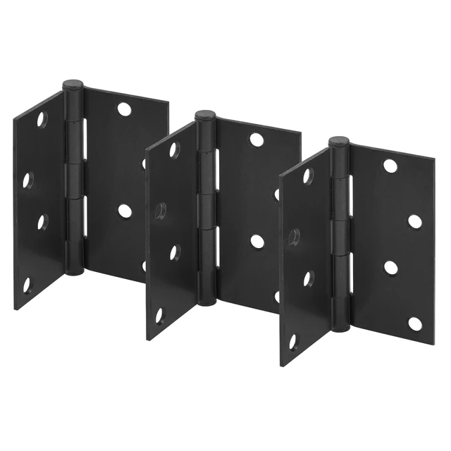 Image of Door Hinge Residential Smooth Pivot, 4 in. x 4 in. with Square Corners, 4 Holes per Leaf with Screws, Oil Rubbed Bronze Finish, .087 in. Gauge (3 Pack)