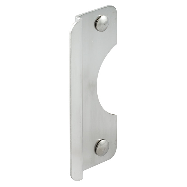 Image of Steel Latch Guard Plate Cover for Out-Swinging Doors, 6 Inch Cover with 5/16 Inch Offset, Stainless Steel, Set of 1