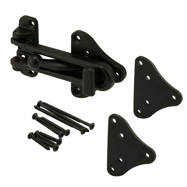 Image of Swing Bar Door Guard with High Security Auxiliary Lock, Matte Black Finish (Single Pack)