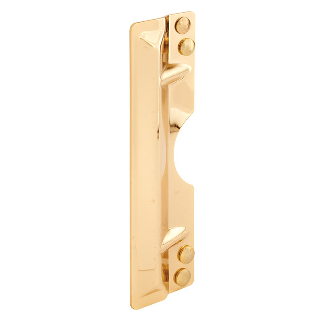 Image of Steel Latch Guard Plate Cover for Out-Swinging Doors, Brass (1 Set)