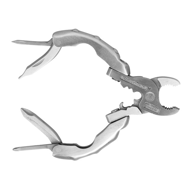 Image of SWISS+TECH Polished Stainless Steel 9-in-1 Micro Pocket Multitool with Screwdrivers, Pliers (Single Pack)
