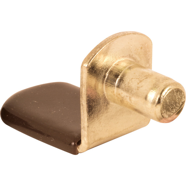 Image of Shelf Support Peg, 1/4 in. Diameter Brass Plated Steel with a Brown Vinyl Tip (8 Pack)
