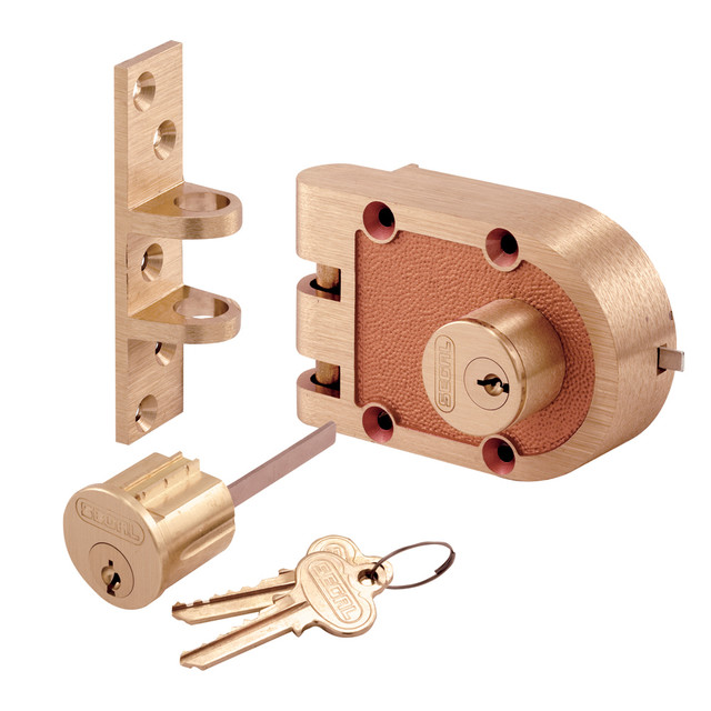 Image of Bronze Deadlock, 687A, Double Cylinder, Flat Strike, Brass (Single Pack)