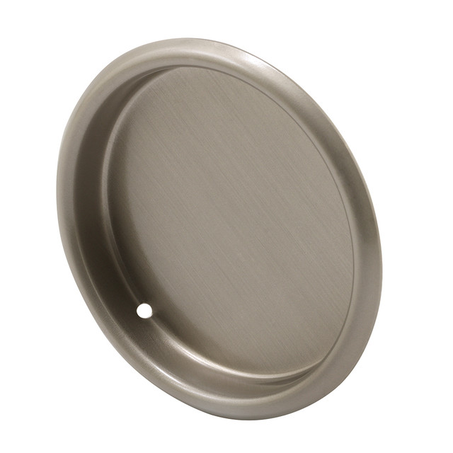 Image of Mortise Closet Door Pull, 5/16 in. Depth x 2-1/8 in. Outside Diameter, Solid Steel, Satin Nickel Finish (2 Pack)