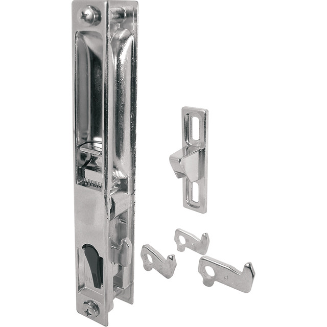 Image of Sliding Door Handle Set, 6-5/8 in, Diecast, Chrome, Hook Style, Flush Mount (Single Pack)