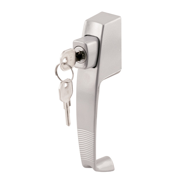 Image of Aluminum, Push Button Screen or Storm Door Latch with Tie Down and Key (Single Pack)