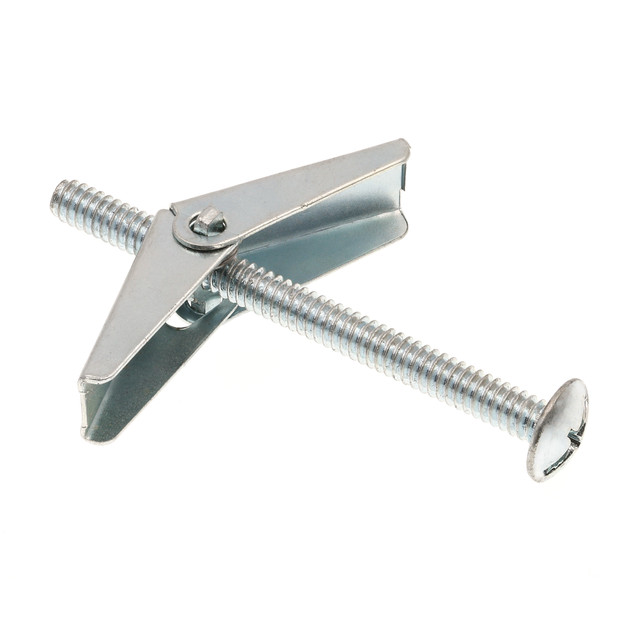 Image of Toggle Bolts, 1/8 in. x 2-in., Steel, Zinc Plated, Pack of 50