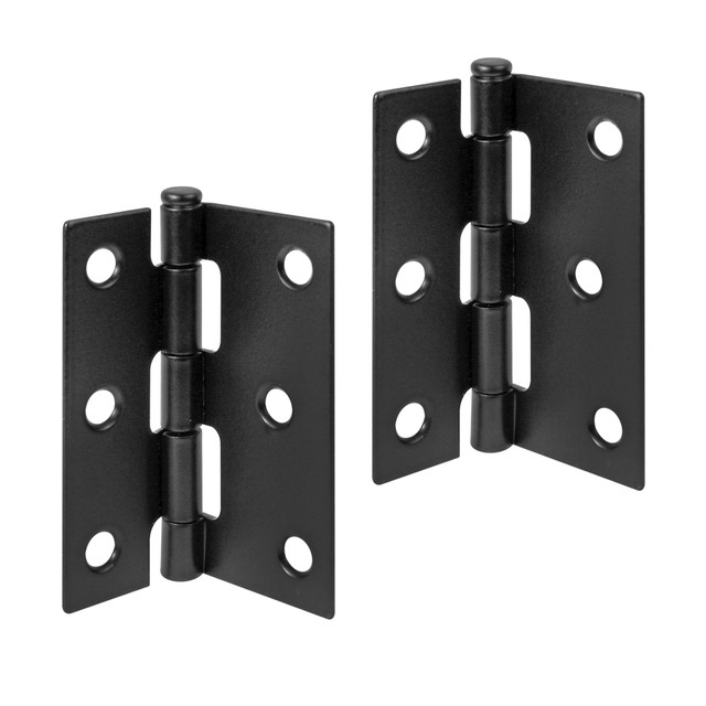 Image of Screen Door Replacement Hinges, 3 in. Long, Steel, Black (2 Pack)
