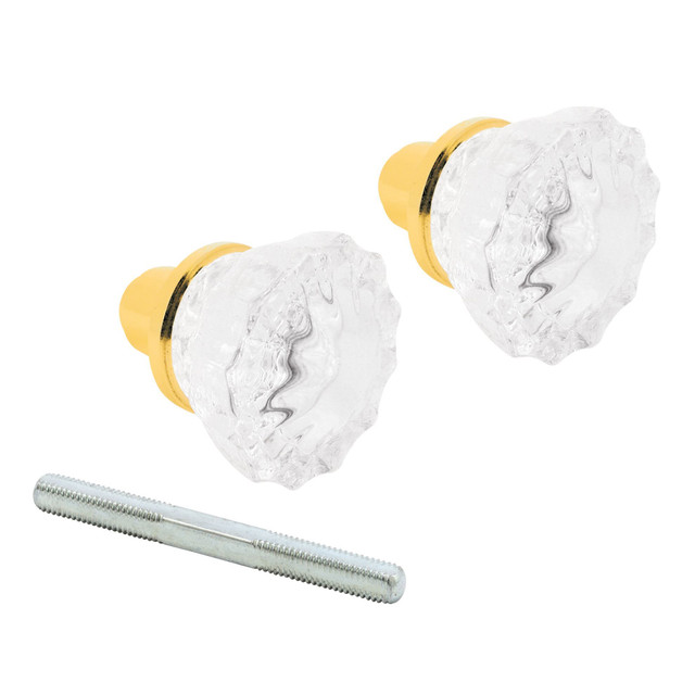 Image of Mortise Style Fluted Glass Door Knobs - Perfect for Replacing Broken Antique Lock Sets on Interior Doors, Features 2 In. Outside Diameter Knobs, Brass Plated (Single Pack)