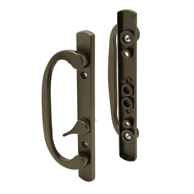 Image of Mortise Style Sliding Patio Door Handle Set - Replace Old or Damaged Door Handles Quickly and Easily – Bronze Diecast, Non-Keyed, Fits 3-15/16” Hole Spacing (1 Set)