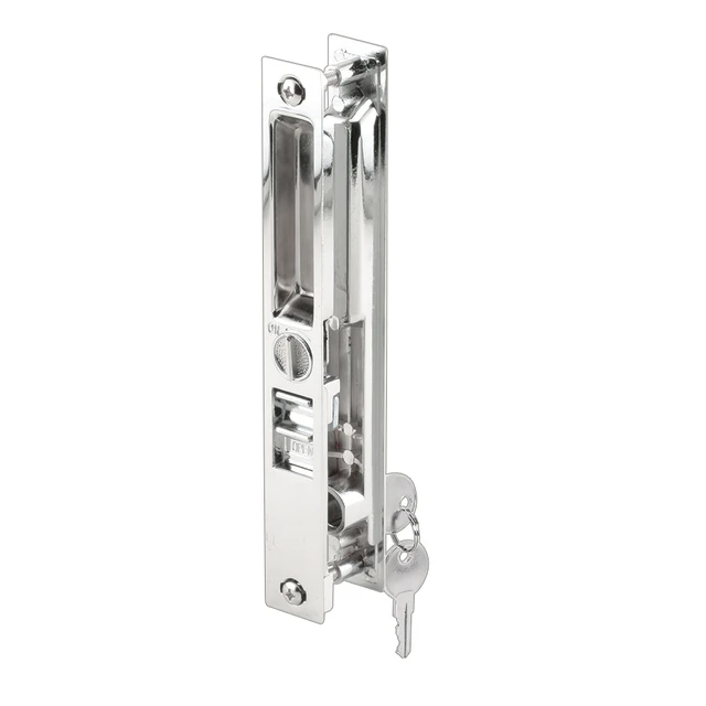 Image of Patio Door Flush Handle, Chrome Pull, Keeper, Mid-Body Latch, Keyed (Single Pack)
