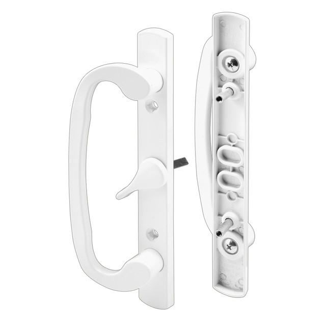 Image of Mortise Style Sliding Patio Door Handle Set - Replace Old or Damaged Door Handles Quickly and Easily – White Diecast, Non-Keyed, Fits 3-15/16” Hole Spacing (Single Pack)