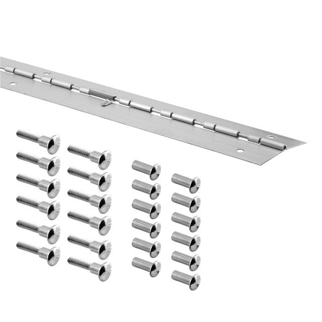 Image of Piano Hinge, 3 in x 57-1/2 in, Stainless Steel, RH/IN-LH/OUT, Spring-Loaded (Single Pack)