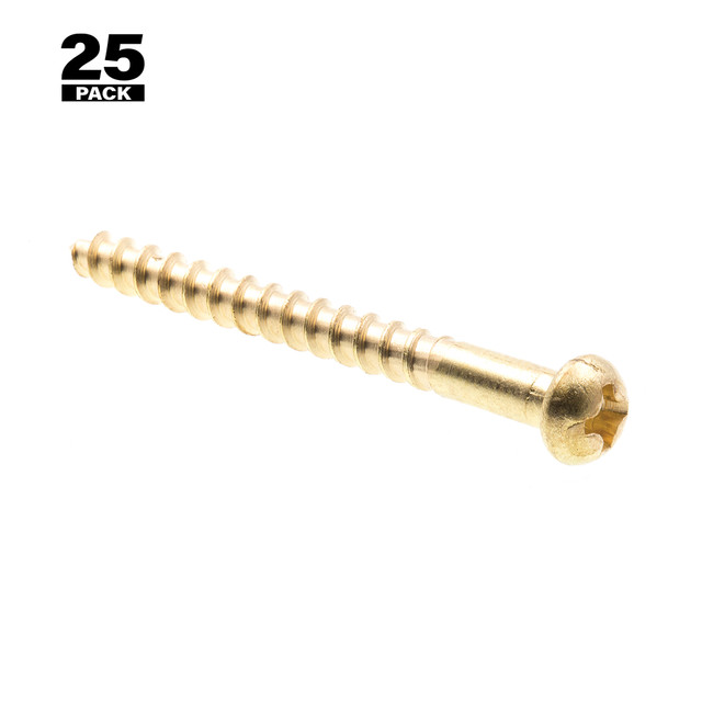 Image of Wood Screws, Round Head, Phillips Drive, #6 X 1-1/2 in., Solid Brass (25 Pack)