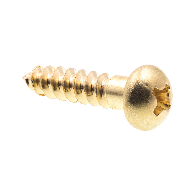 Image of Wood Screws, Round Head, Phillips Drive, #8 X 3/4 in., Solid Brass (25 Pack)