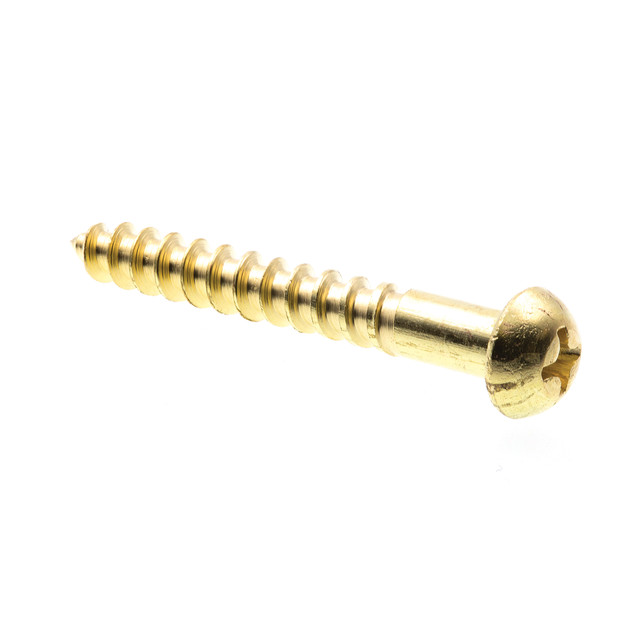 Image of Wood Screws, Round Head, Phillips Drive, #10 X 1-1/2 in., Solid Brass (15 Pack)