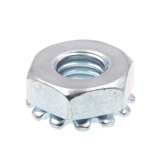 Image of K-Lock Nuts With External Tooth Washer, #10-32, Zinc Plated Steel (50 Pack)