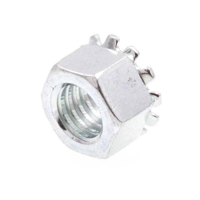 Image of K-Lock Nuts With External Tooth Washer, 3/8 in.-16, Zinc Plated Steel (50 Pack)