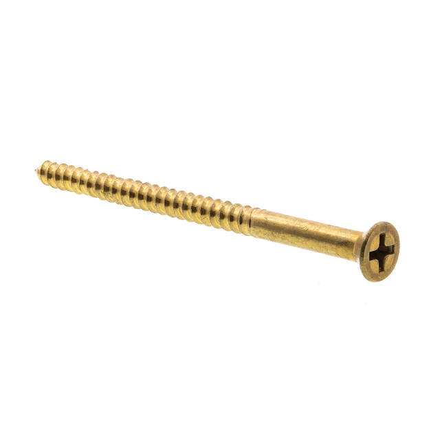 Image of Wood Screws, Flat Head, Phillips Drive, #8 X 2-1/2 in., Solid Brass (15 Pack)