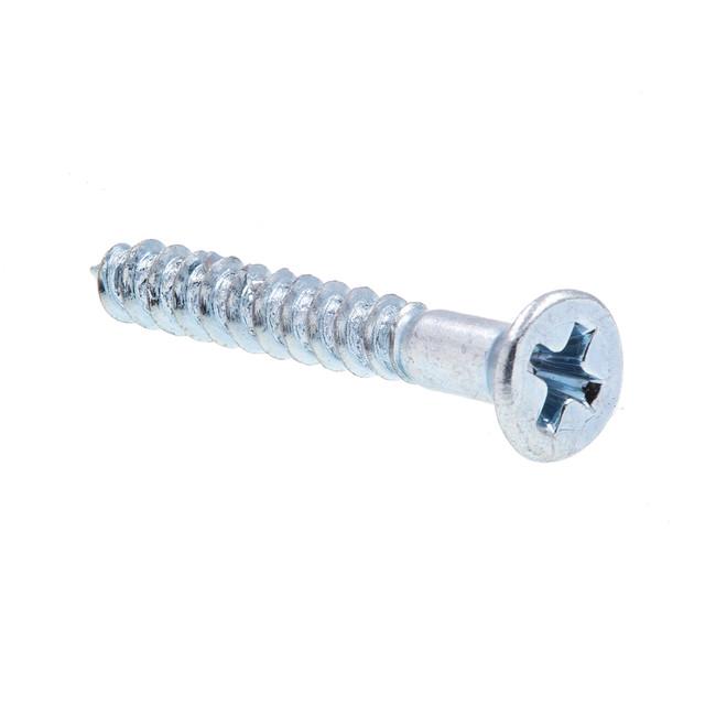 Image of Wood Screws, Flat Head, Phillips Drive, #3 X 3/4 in, Zinc Plated Steel (50 Pack)