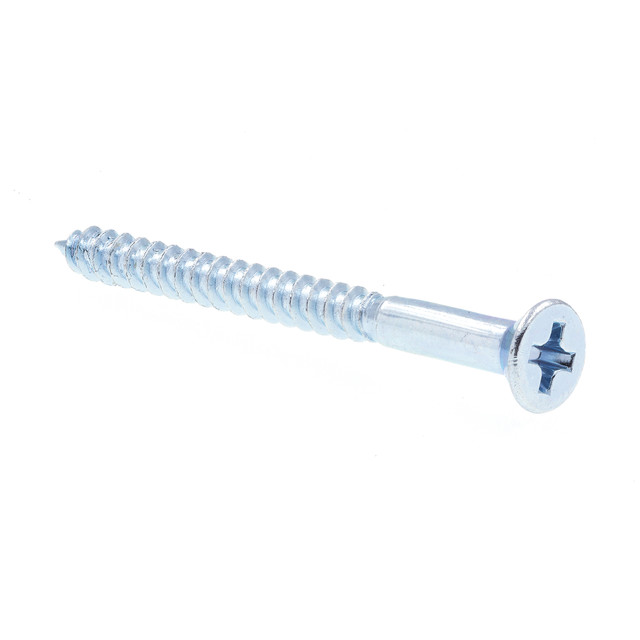 Image of Wood Screws, Flat Head, Phillips Drive, #5 X 1-1/2 in, Zinc Plated (50 Pack)