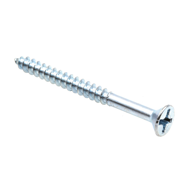 Image of Wood Screws, Flat Head, Phillips Drive, #12 X 2-1/2 in., Zinc Plated (100 Pack)