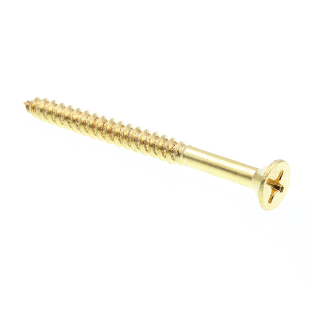 Image of Wood Screws, Flat Head, Phillips Drive, #14 X 3 in., Solid Brass (25 Pack)