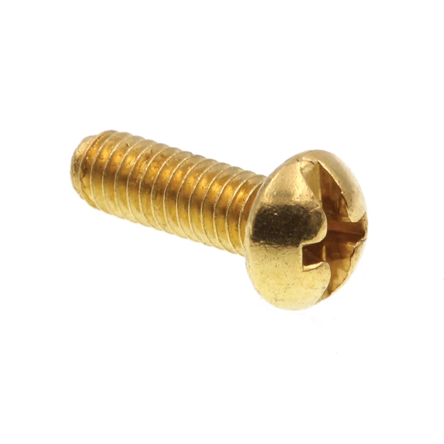 Image of Machine Screws, Round Head, Phillips/Slotted Combination Drive, #8-32 X 1/2 in., Solid Brass (25 Pack)
