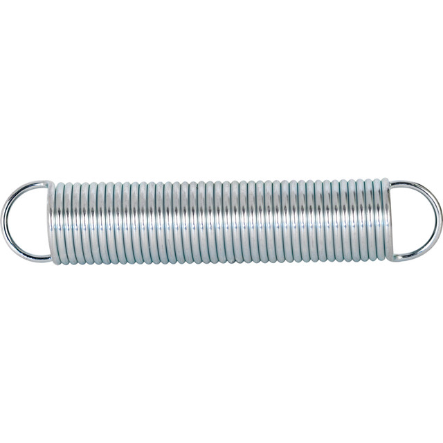 Image of Extension Spring, Spring Steel Construction, Nickel-Plated Finish, 0.054 GA x 9/16 in. x 3 in., Closed Single Loop (2 Pack)