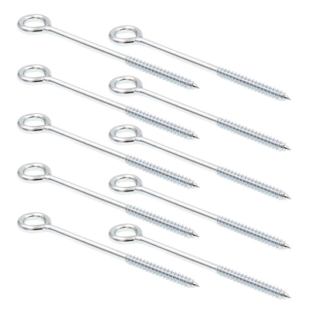 Image of Screw Eyes, Lag Thread, 3/8 in. X 8 in., Zinc Plated Steel (10 Pack)