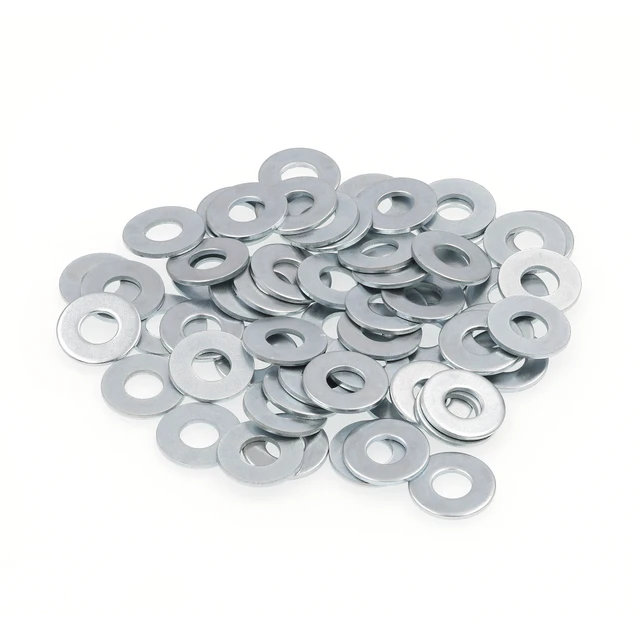 Image of Flat Washers, SAE, #10 X 1/2 in. OD, Zinc Plated Steel (50 Pack)