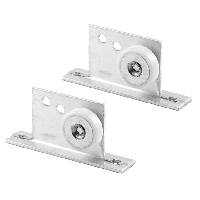 Image of Tub Enclosure Roller and Bracket Assembly, 3/4 in., Flat Edge Nylon Tire, Steel Ball Bearings, Extruded Aluminum Bracket (2 Pack)