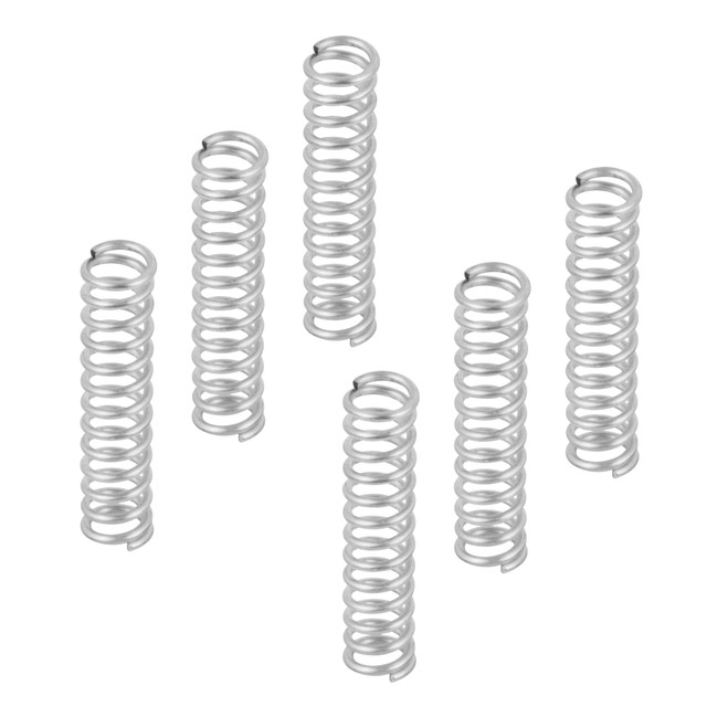 Image of Compression Spring, Spring Steel Construction, Nickel-Plated Finish, 0.035 GA x 1/4 in. x 1 in. (6 Pack)