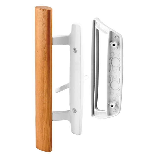 Image of Sliding Glass Door Handle Set Replace Old or Damaged Door Handles Quickly and Easily White Diecast, Mortise/Hook Style, Fits 3-15/16 In. Hole Spacing (1 Set)