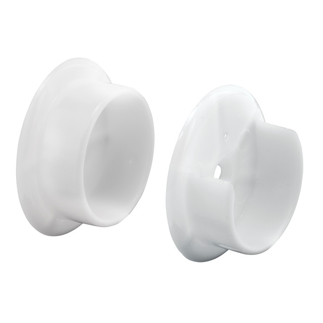 Image of Plastic Closet Pole Sockets, Accommodates 1-3/8 Inch Diameter Poles, White, (1 Set)