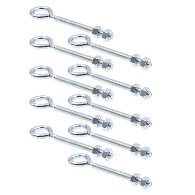Image of Eye Bolts With Nuts, 1/4 in.-20 X 4 in., Zinc Plated Steel (10 Pack)