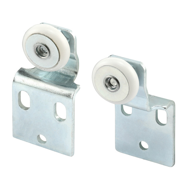 Image of Stamped Steel Sliding Closet Door Roller Kit, 3/4 Inch Wheel Diameter with 3/8 and 1/2 Inch Offset Pairs, Silver (2 Pack)