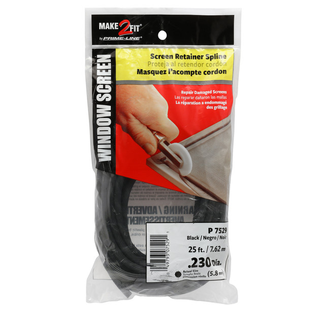 Image of P 7529 |  Screen Retainer Vinyl Spline, .23&quot; Round, Black, 25' per roll.