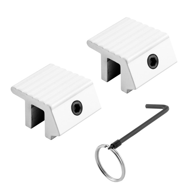 Image of Aluminum Tamper Resistant Sliding Window Lock, Fits 1/4 inch Track, White (2 Pack )