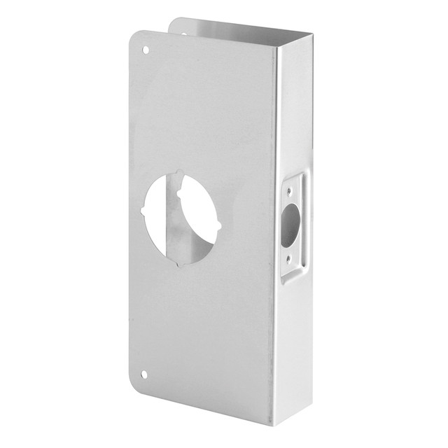 Image of MP9551 |  Stainless Steel Single Bore Hole Lock and Door Reinforcement Plate for 1-3/4 in. Thick Doors, Stainless Steel Finish (Single Pack)