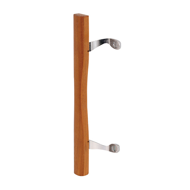 Image of MP1034 |  Sliding Glass Door Pull, Wood Handle, Diecast Construction, Chrome (Single Pack)