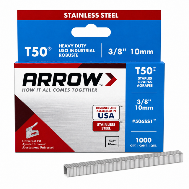 Image of Arrow T50 Heavy Duty Stainless Steel Staples, 5/16" x 3/8", 1000ct
