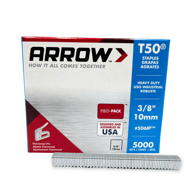 Image of Arrow T50 Heavy Duty Staples, 3/8" x 3/8", 5000ct