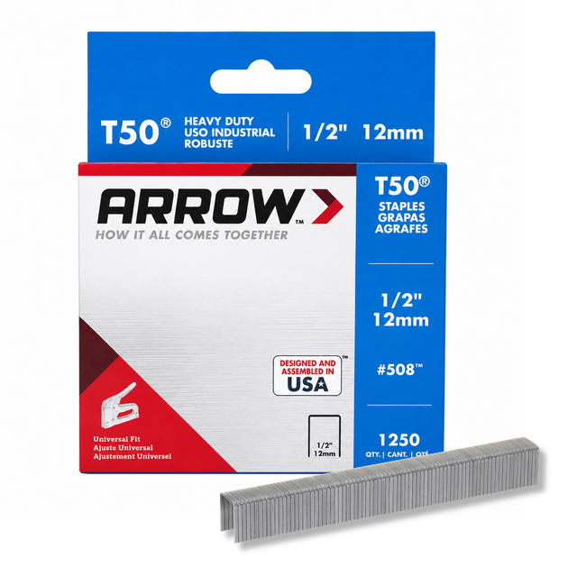 Image of Arrow T50 Heavy Duty Staples, 1/2" x 3/8", 1250ct
