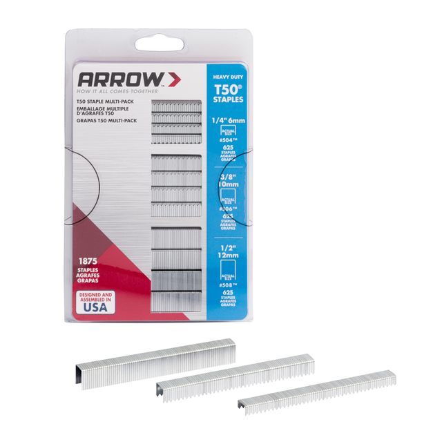 Image of Arrow T50 Heavy Duty Staples, Multiple Sizes, 1875ct