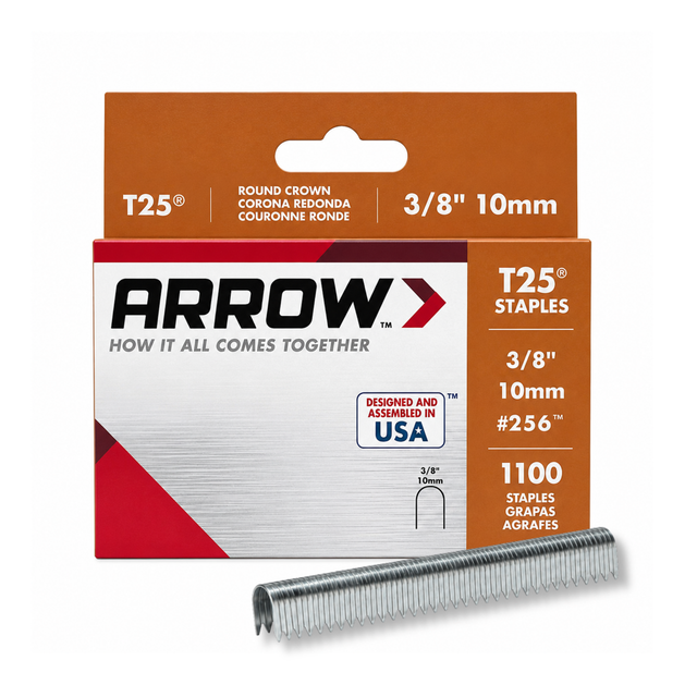Image of Arrow T25 Round Crown Wire/Cable Staples, 3/8" x 5/16", 1100ct
