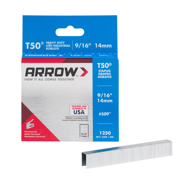 Image of Arrow T50 Heavy Duty Staples, 9/16" x 3/8", 1250ct